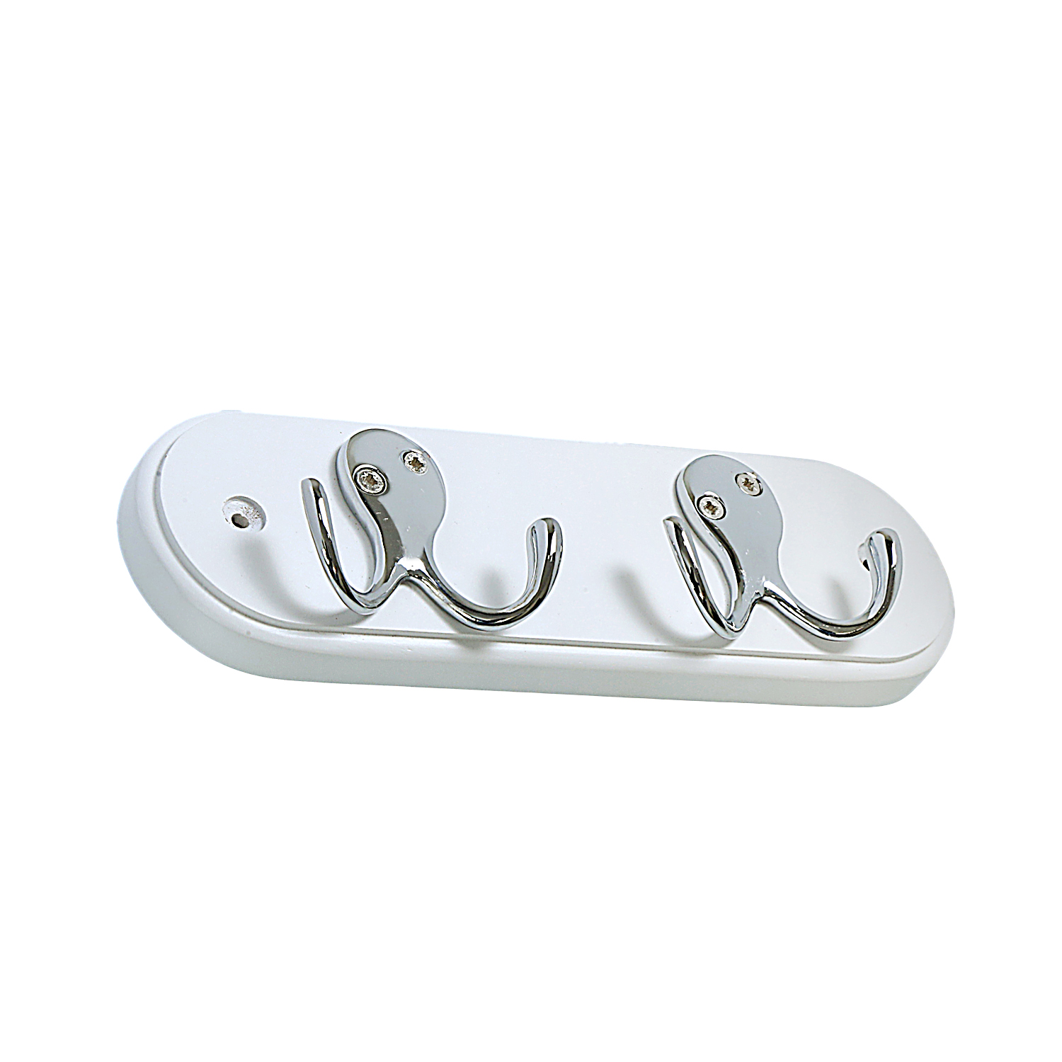 Wall mounted White coat rack with 2 hooks