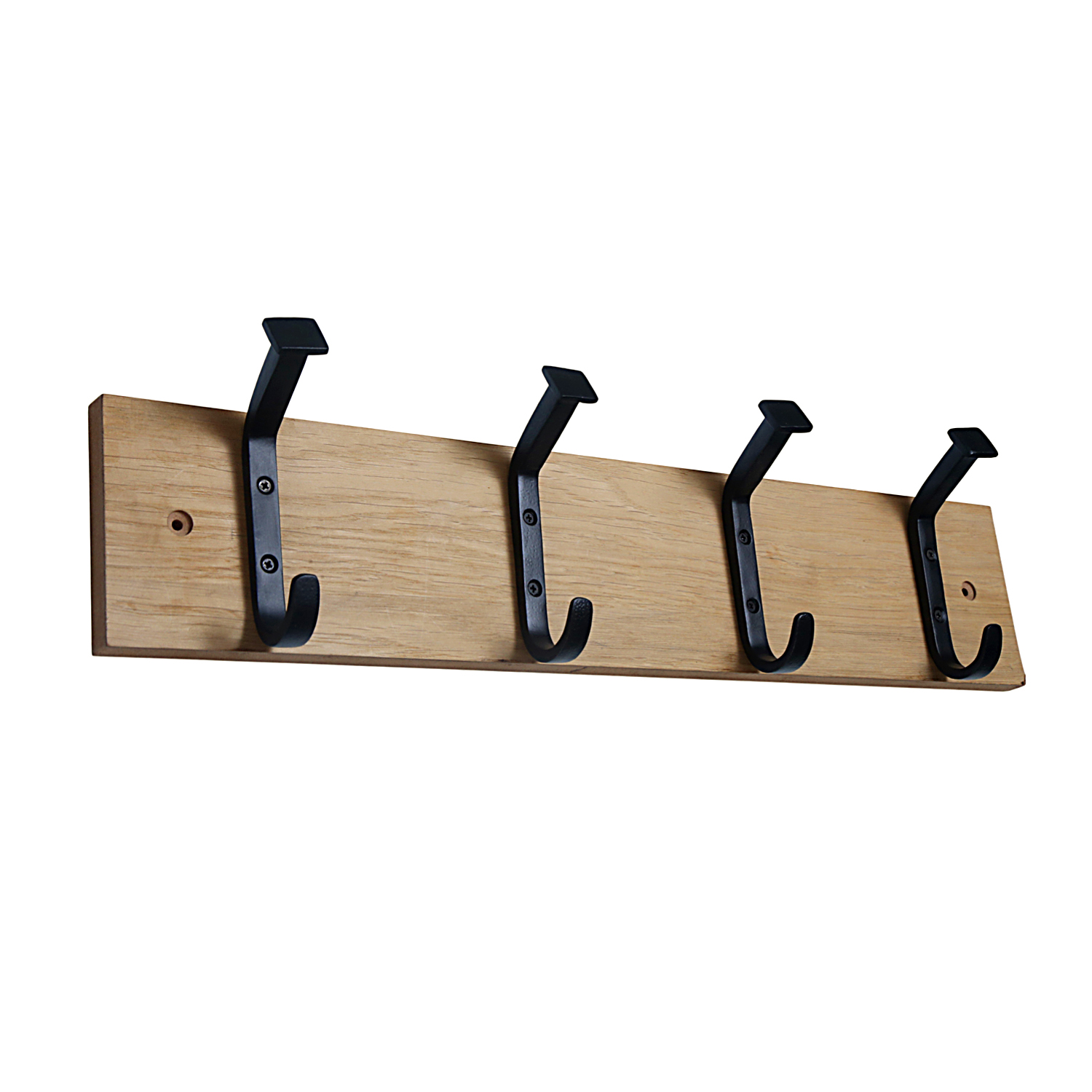 Wall mounted natural board with 4 heavy coat & hat hooks