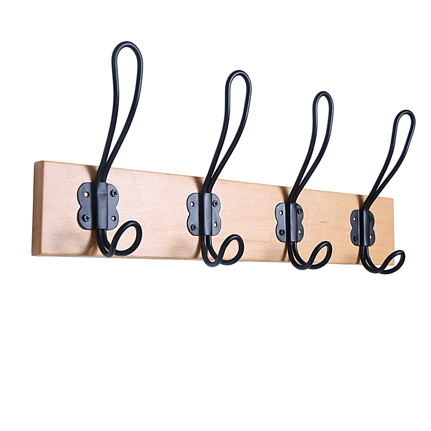 Wall mounted natural board with 4 wire hat & coat hooks