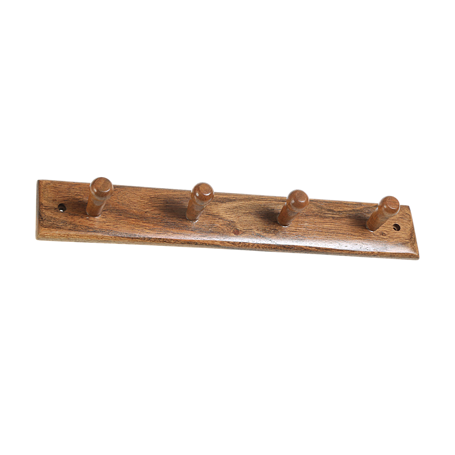 Wall mounted Oak wood coat rack with 4 hooks