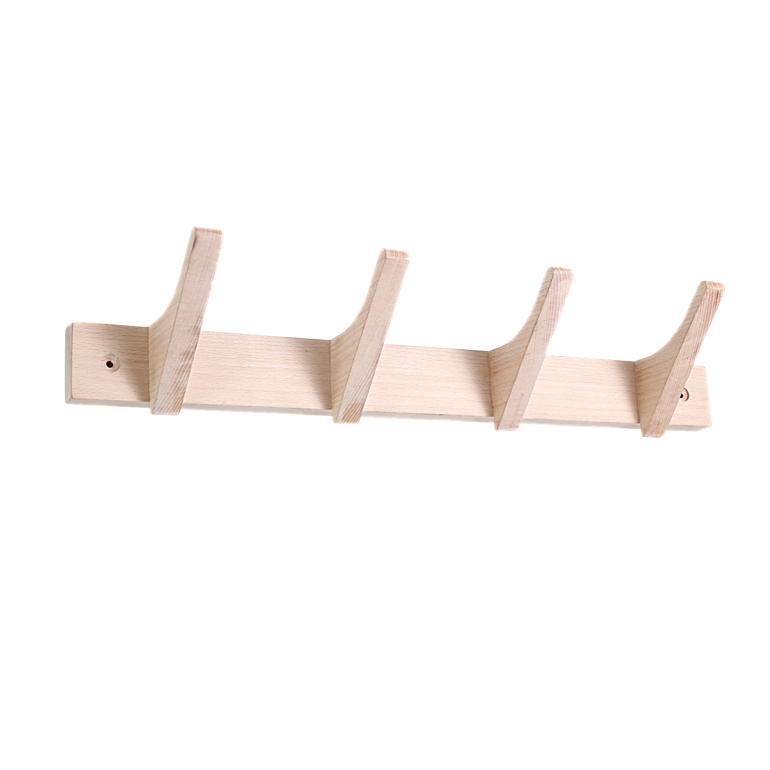 Wall mounted natural Coat rack with 4 hooks